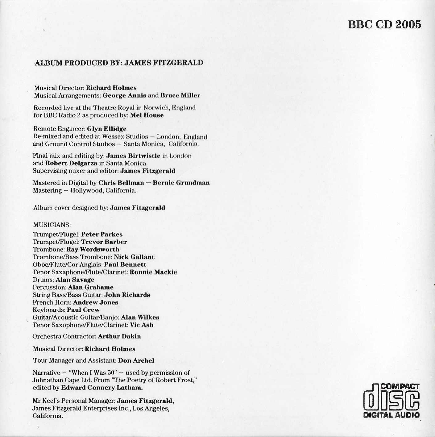 Middle of cover of BBCCD2005